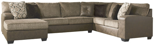 Abalone Chocolate Left Arm Facing Chaise 3 Pc Sectional