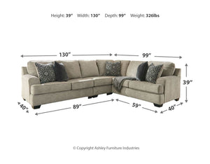 Bovarian Stone 4 Pc Sectional Left Arm Facing Loveseat w/ Ottoman