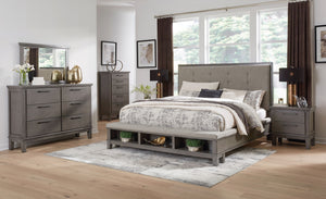 Hallanden Gray 5 Pc. Dresser, Mirror, Panel Bed With Storage - King