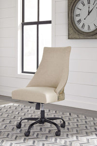 Realyn White / Brown 3 Pc. Home Office L Shaped Desk, Swivel Desk Chair