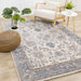 Safi Cream Pink Blue Faded Floral Border Rug - Furniture Depot