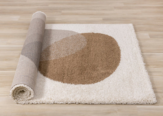 Maroq Cream Taupe Brown Three Stone Rug - Furniture Depot