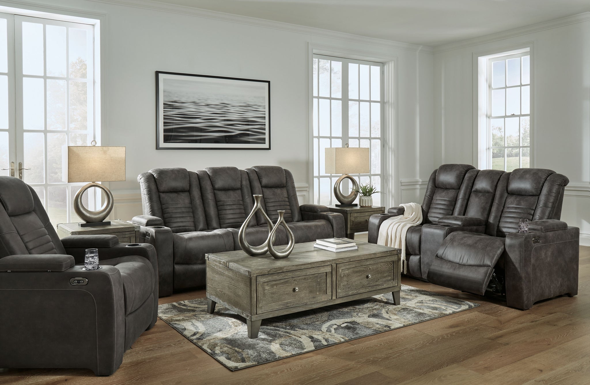 Reclining sofa loveseat discount and chair set