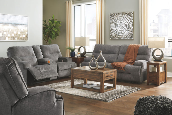 Coombs Charcoal 3 Pc. Power Sofa, Loveseat, Recliner