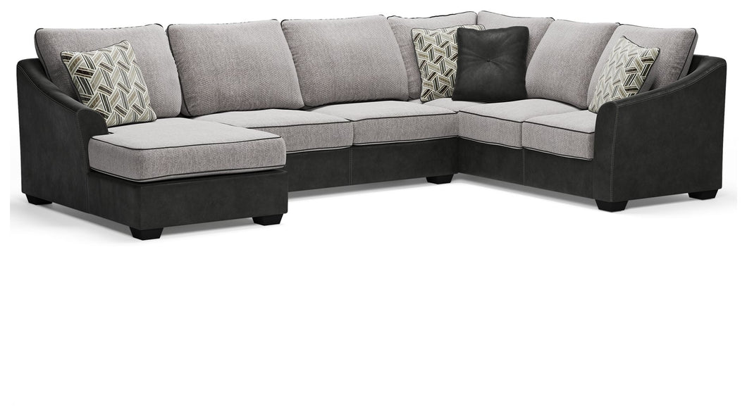 Bilgray Pewter Left Arm Facing Chaise 3 Pc Sectional