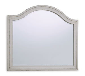 Brollyn White / Brown / Beige 4 Pc. Dresser, Mirror, Upholstered Panel Bed - King