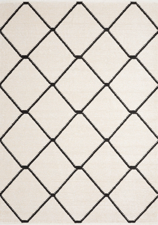 Calabar Cream Grey Lattice Rug - Furniture Depot