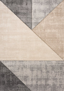 Folio Grey Beige Carved Triangular Pattern Rug - Furniture Depot