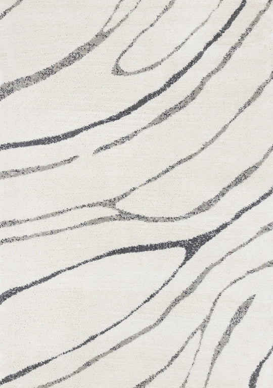 Ravine Cream Grey Wishbone Shag Rug - Furniture Depot