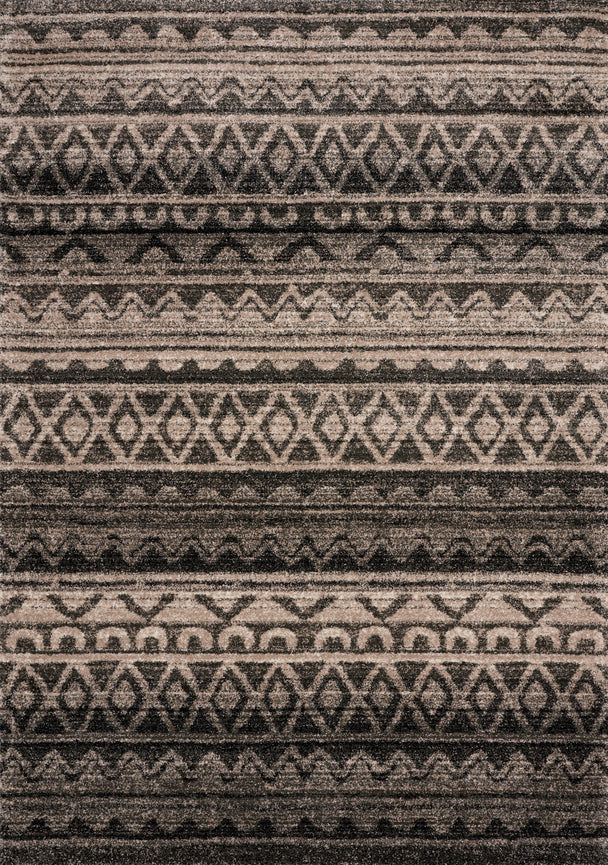 Breeze Brown Black Beige Striped Pattern Rug - Furniture Depot