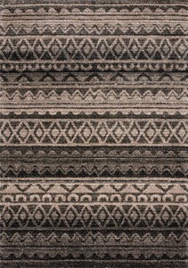 Breeze Brown Black Beige Striped Pattern Rug - Furniture Depot