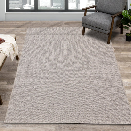 Peak Grey Chevron Textured Flatweave Rug - Furniture Depot