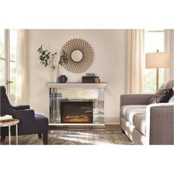Miami Mirrored Fireplace - Furniture Depot