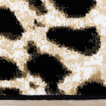 Load image into Gallery viewer, Claro Black Beige Leopard Print Plush Rug - Furniture Depot