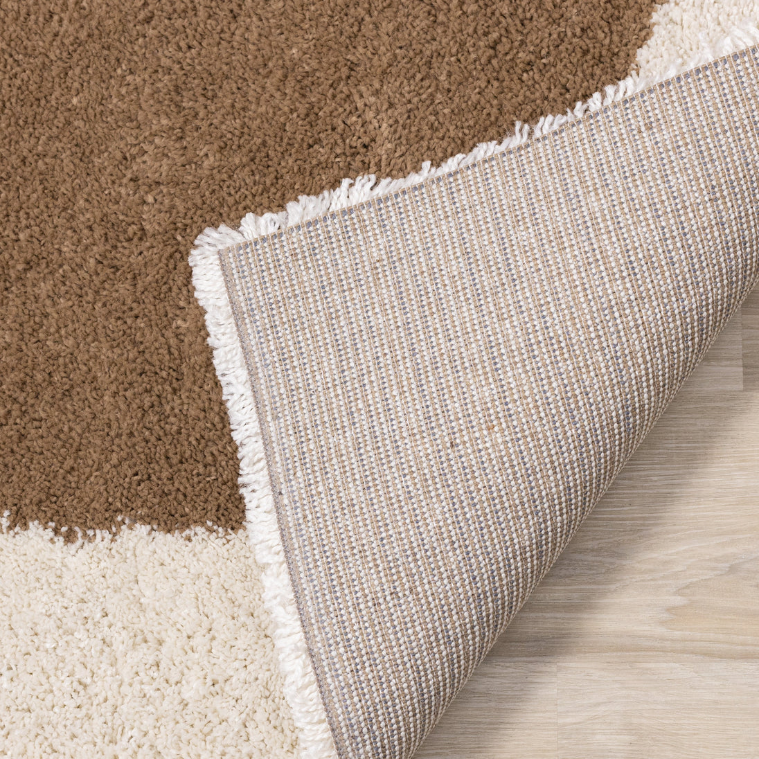 Maroq Cream Taupe Brown Three Stone Rug - Furniture Depot