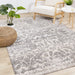 Sara Cream Grey Floral Print Transitional Rug - Furniture Depot