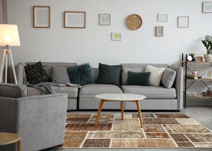 Samira Beige Orange Cream Patchwork Quilt Design Rug - Furniture Depot