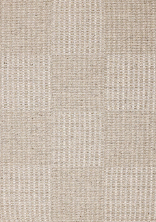 Peak Beige Variegated Texture Block Wool Rug - Furniture Depot