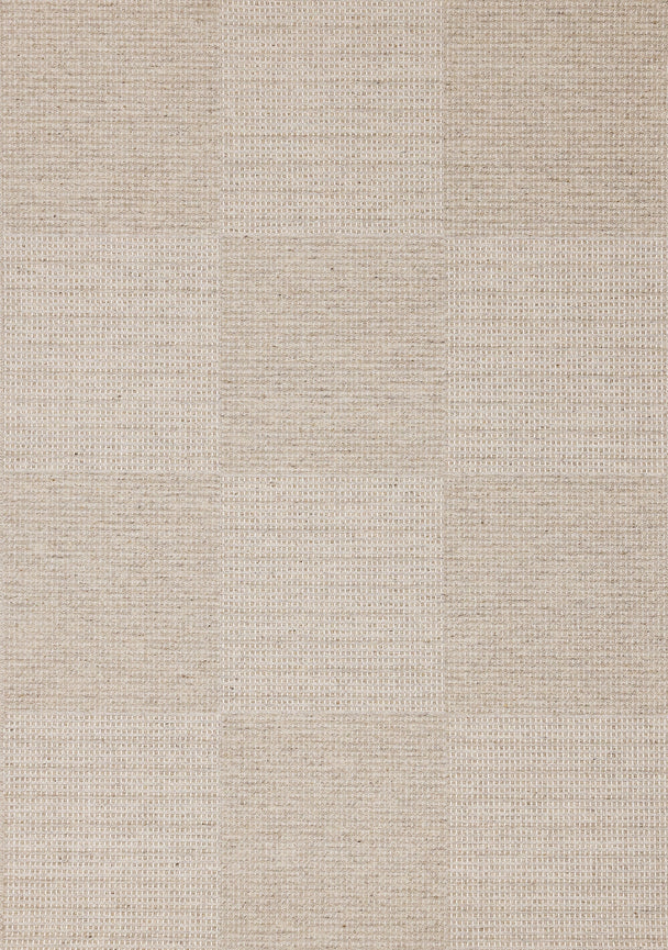 Peak Beige Variegated Texture Block Wool Rug - Furniture Depot