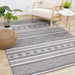 Bristol Reversible Grey White Striped Pattern Outdoor Rug - Furniture Depot