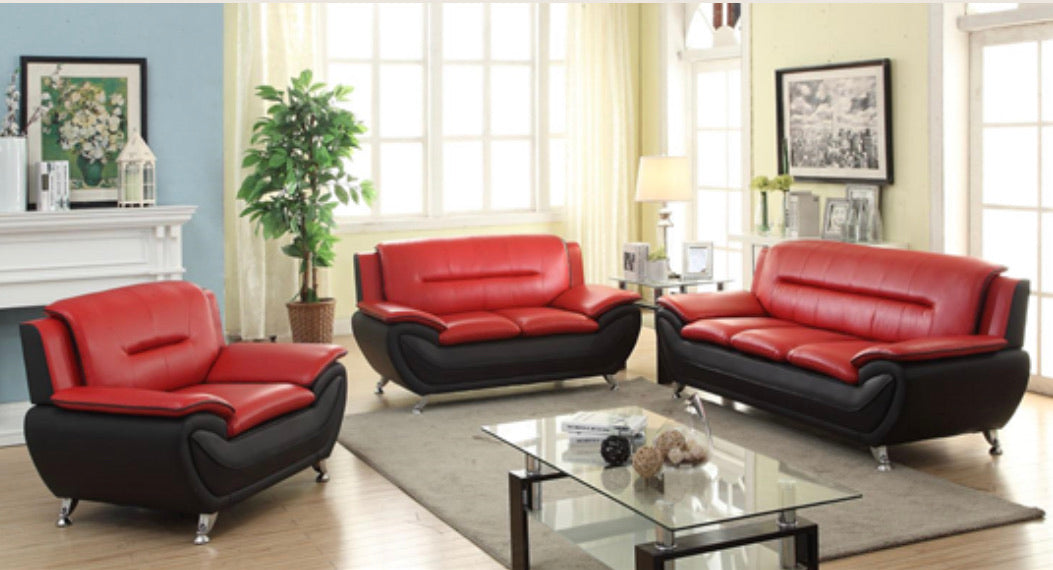 Baltes 3 pc sofa set - Red/Black - Furniture Depot