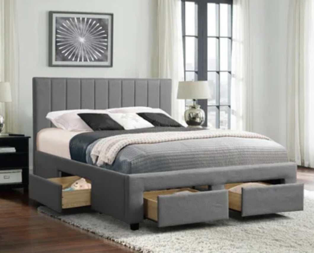 Geraldy Tufted Upholstered Low Profile Storage Platform Bed - Furniture Depot
