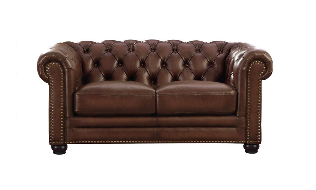 Kennedy Collection in 100% Leather Brown - Furniture Depot