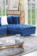 Reginald Double Chaise Blue is Velvet Tufted Sectional - Furniture Depot