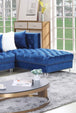 Reginald Double Chaise Blue is Velvet Tufted Sectional - Furniture Depot