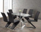 Soho 7pcs Glass Dining Set w/ Z-Shape Chairs - Furniture Depot