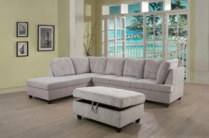 Vincent 2pc Sectional with Storage Ottoman - Beige - Furniture Depot