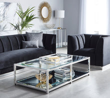 Load image into Gallery viewer, Caspian Rectnagular Coffee Table Stainless Steel frame, glass &amp; mirror tops - Furniture Depot