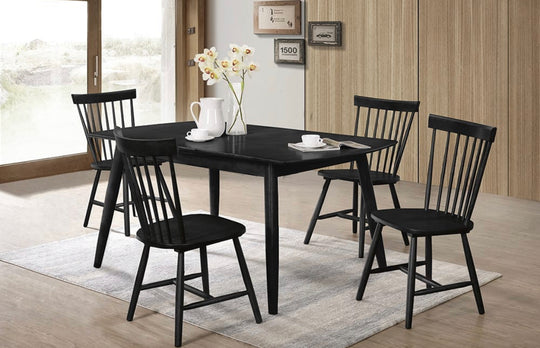 5 Piece Dining Set (Black) T-3058/3055B - Furniture Depot (7906329395448)