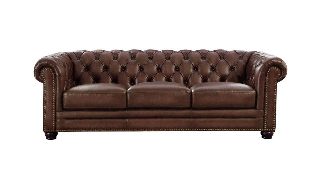 Kennedy Collection in 100% Leather Brown - Furniture Depot