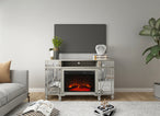 Tiffany Mirrored Media Console Electric Fireplace - Furniture Depot