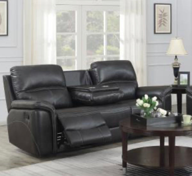 LOUSIANA LETHAIRE POWER RECLINER SOFA - GREY - Furniture Depot