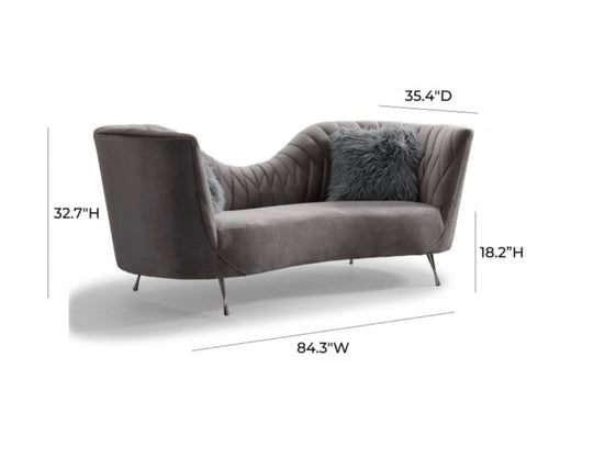 Colombine Velvet Sofa - Grey - Furniture Depot (7597835518200)