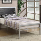 Silver Steel Platform Bed w/ Wood Panel 112 - Furniture Depot
