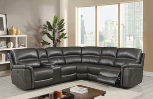 Lousiana Reclining Sectional 6pc Power with Console in Grey - Furniture Depot