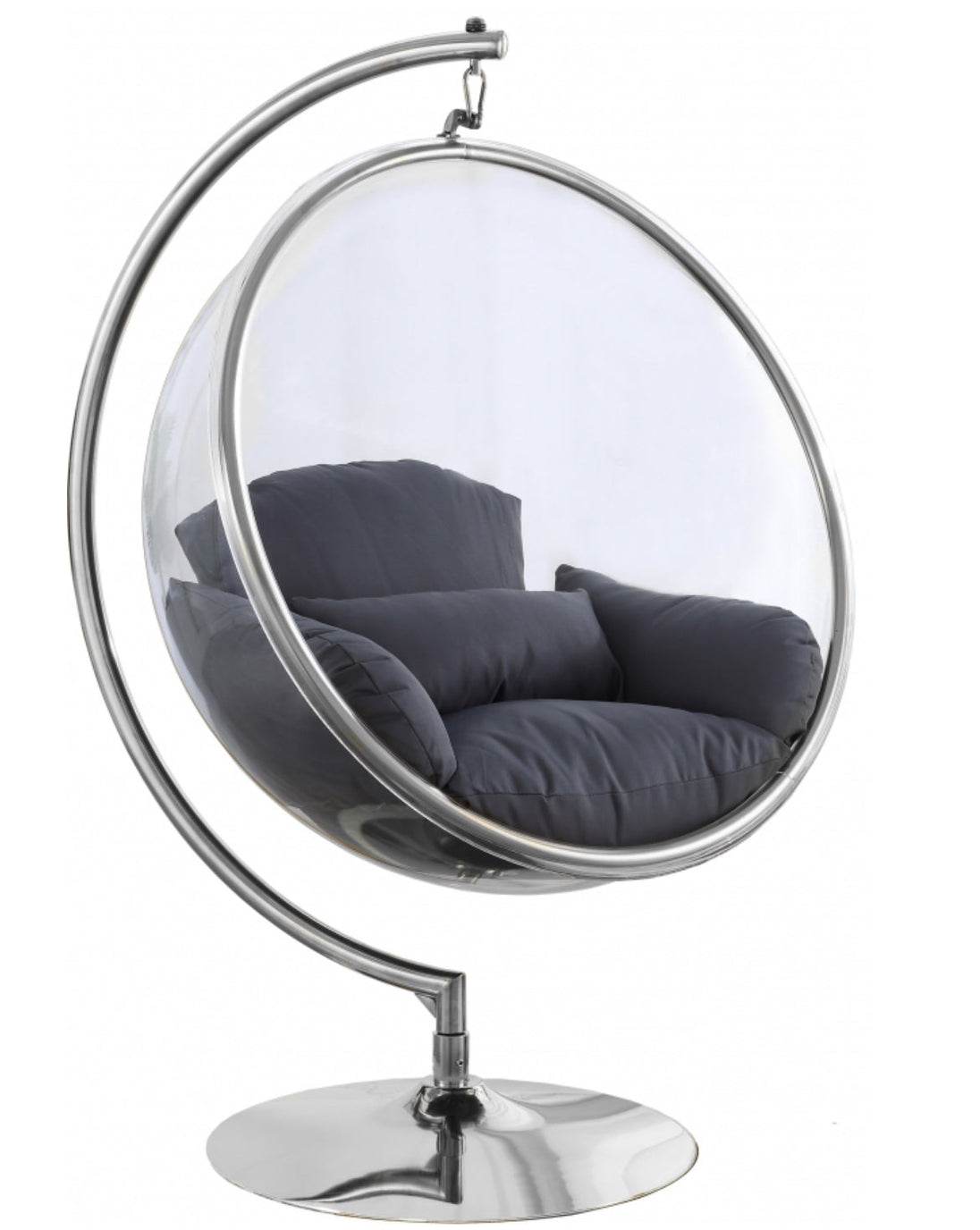 Luna Acrylic Swing Bubble Accent Chair - Chrome - Furniture Depot