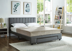 5481 Grey PU Platform Bed w/ Storage Drawer - Furniture Depot