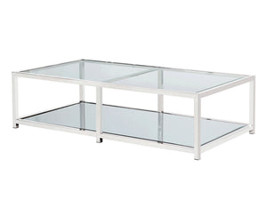 Caspian Rectnagular Coffee Table Stainless Steel frame, glass & mirror tops - Furniture Depot