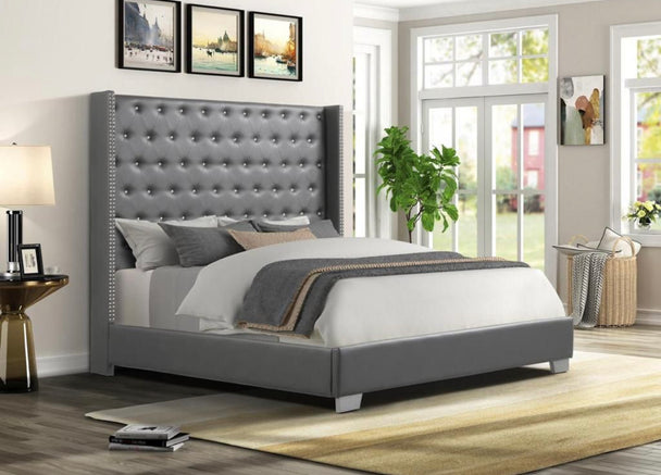 Meera Grey Platform Bed - Furniture Depot (7598837629176)