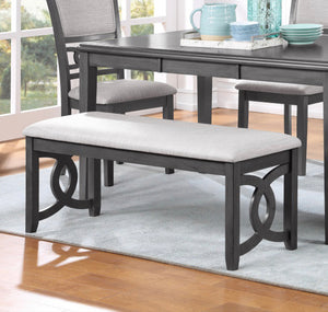Gia Dining Table with Four Chairs & Dining Bench Grey - Furniture Depot