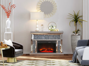 Glamour Mirrored Fireplace - Furniture Depot