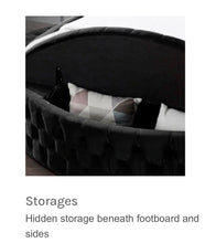 Load image into Gallery viewer, Samantha Black Velvet Round Storage Bed - Furniture Depot