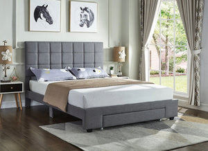 5493 Grey Fabric Platform Bed w/ Storage Drawer - Furniture Depot