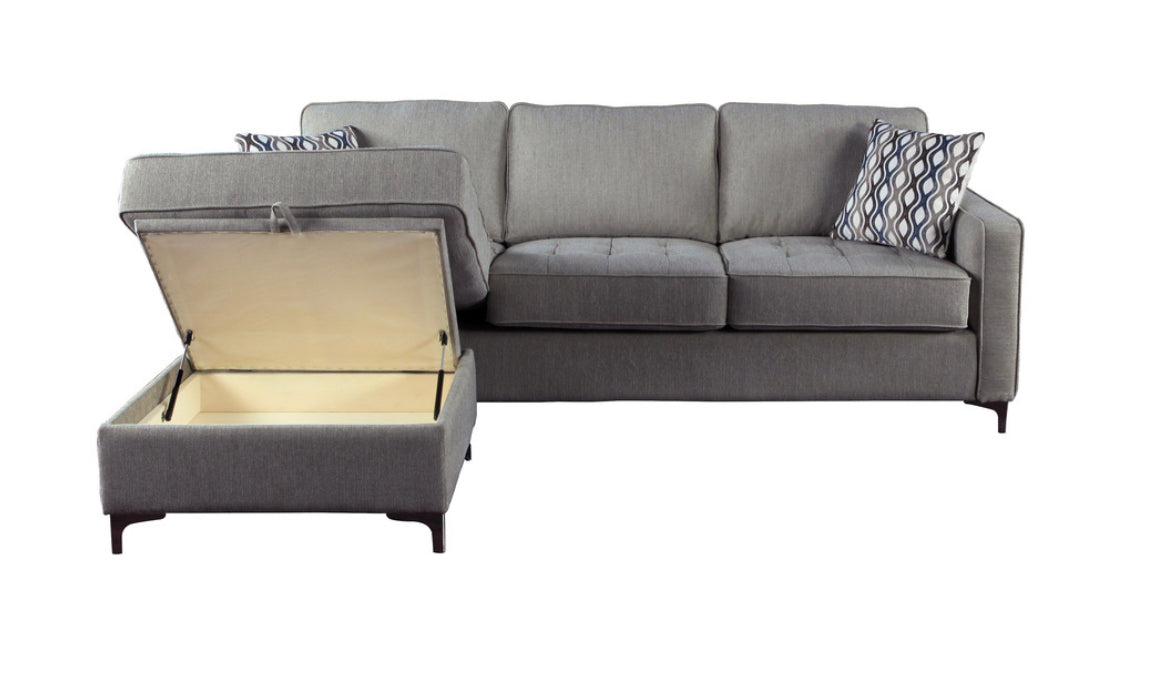 Hudson Sectional with Storage chaise, Graphite Grey - Furniture Depot