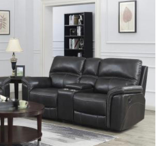 LOUSIANA LETHAIRE POWER RECLINER LOVESEAT - GREY - Furniture Depot