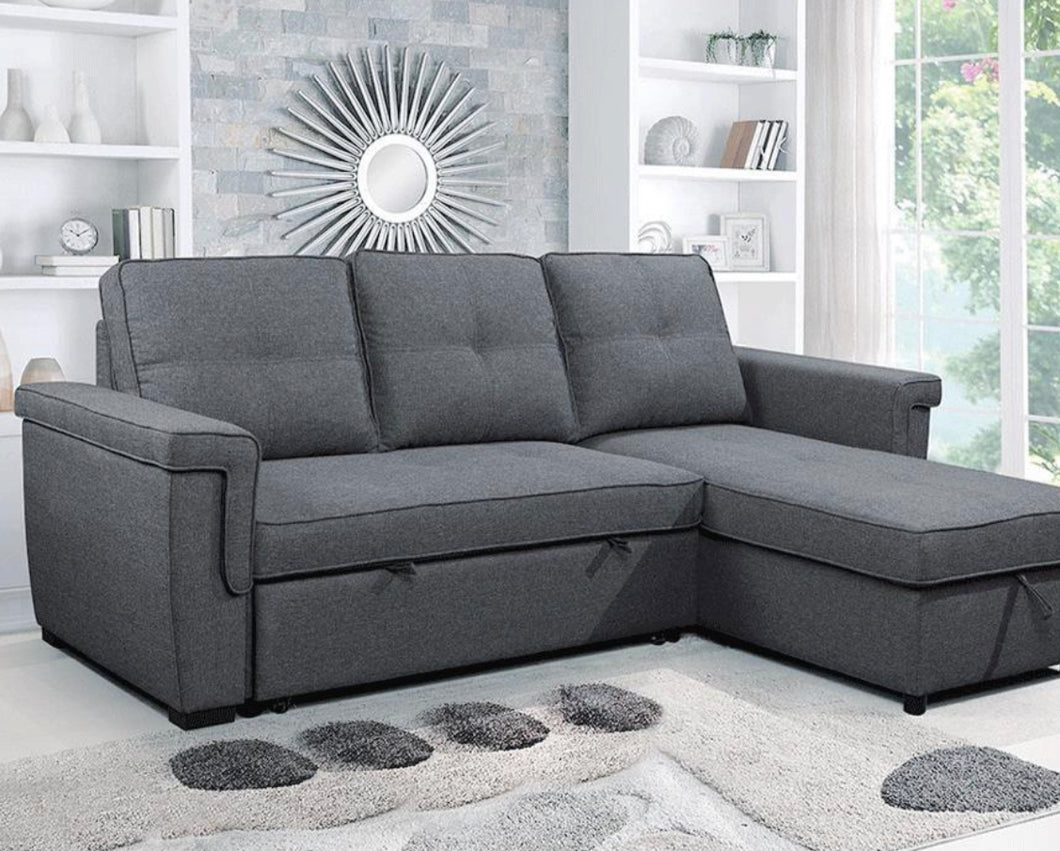 Kaia Configurable Sleeper Sectional w/ Storage - Grey Velvet - Furniture Depot